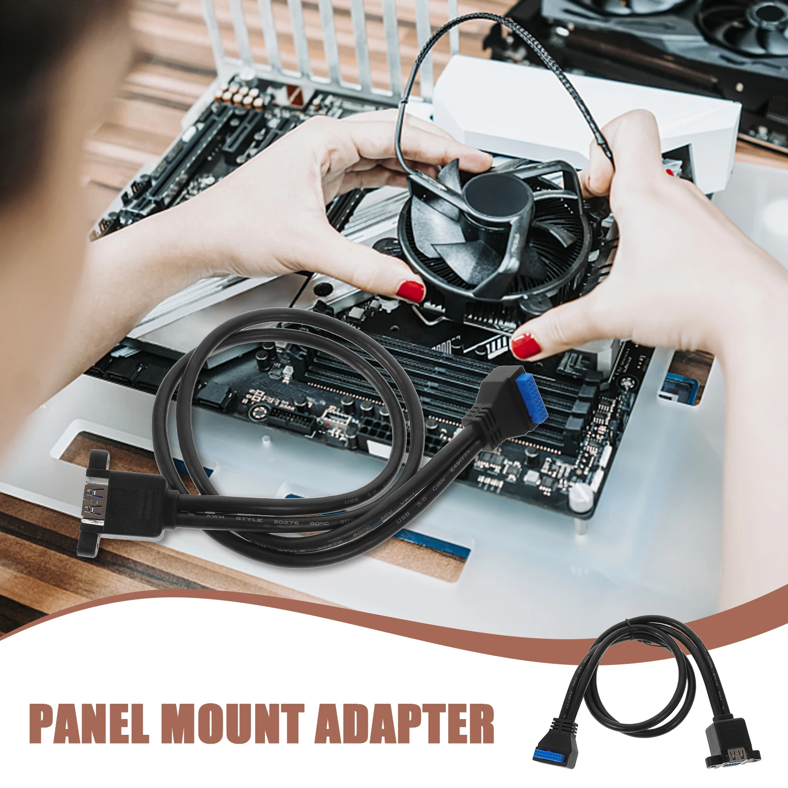 

USB3 0 19Pin to Dual Female USB Header Extension Cable for Motherboard Panel Mount Bendable Design Screw Fixed Speed