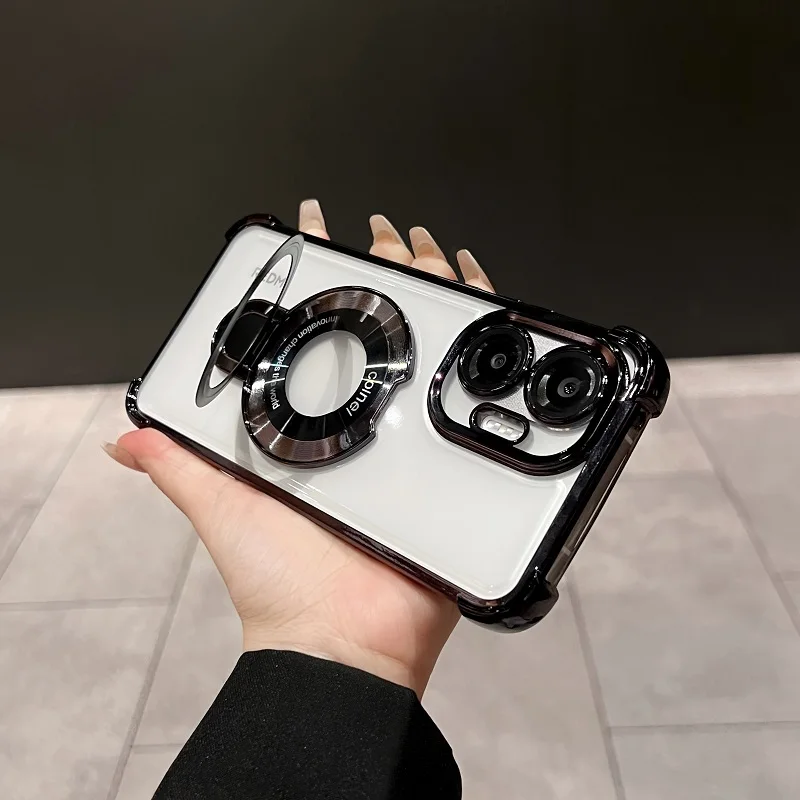 

Funda For Xiaomi Poco X7 Pro Case Magnetic Holder Plating Airbag Soft Silicone Transparent Camera Protection Shockproof Cover