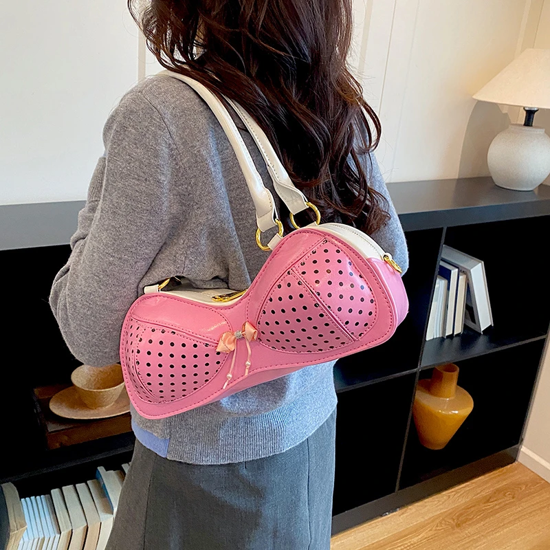 Pink Clutch Bag Lady Corset Design Crossbody Bag Personality Creative Handbag Fashion Party Purse Contrast Color Shoulder Bag