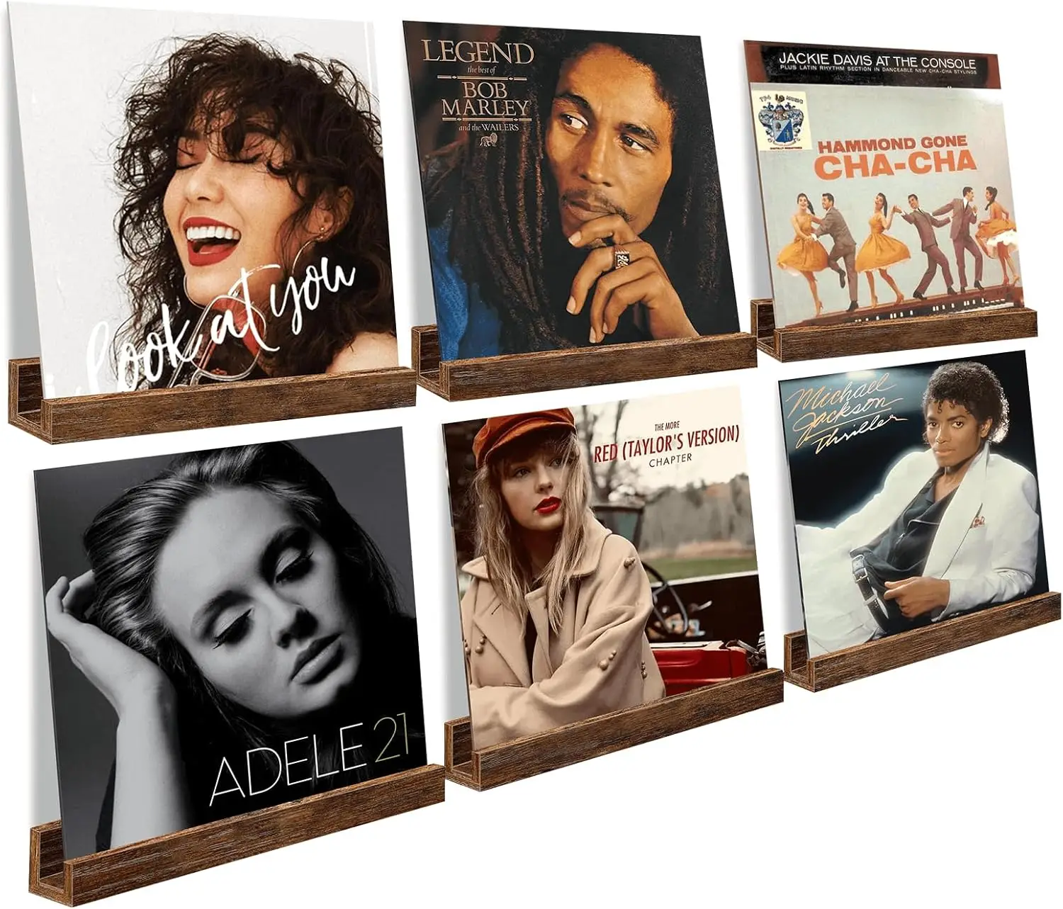 

Настенная полка для виниловых пластинок, 12-дюймовый деревянный держатель для альбомов, набор из 6 плавающих полок для стены, подставка для журналов