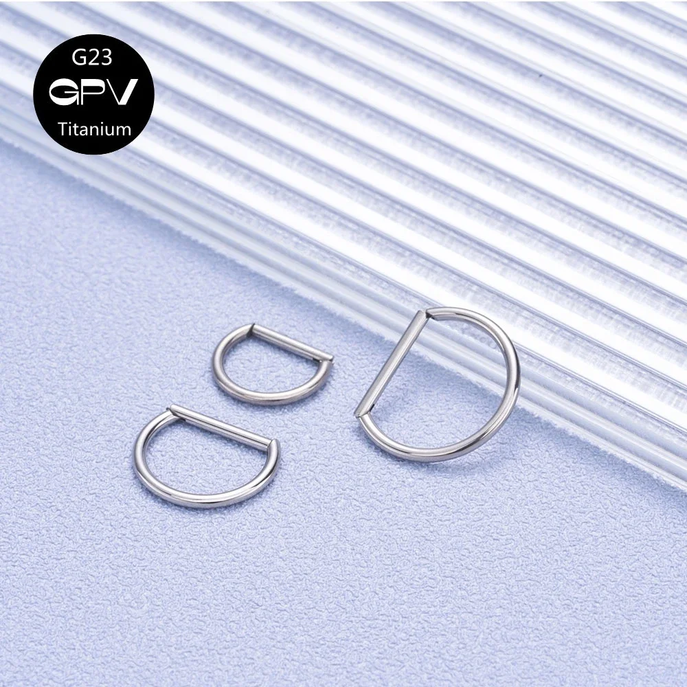 10PCS Titanium G23 Letter D nose Ring 16G Seamless Opening Ring Perforated Jewelry Men\'s And Women\'s Punk Highlighting Earrings