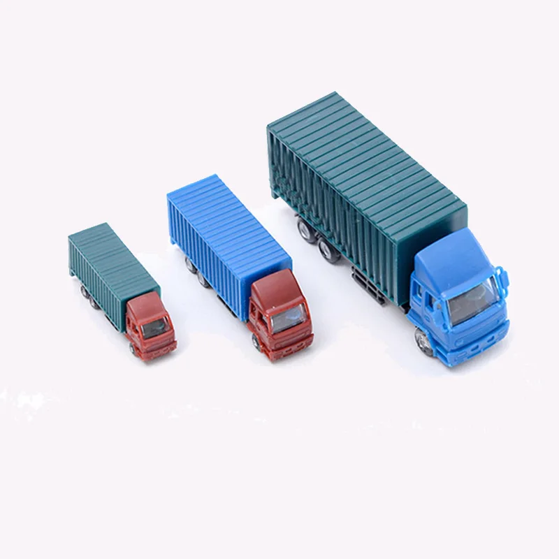 2Pcs Miniature Container Truck Model Kits Scale 1:100 1:150 1:200 Transporter Truck Lorry Vehicle Car Model Diorama Accessories view 5