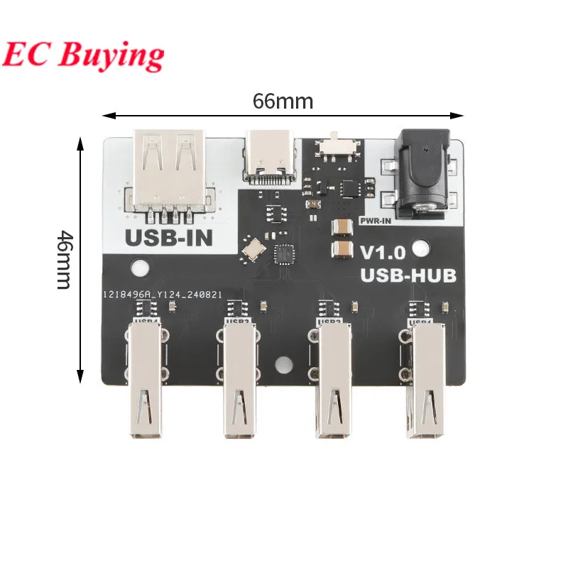 Módulo Hub CH334 4 Interface USB2.0 Hub Chip 40 MB/S 5V XL-USBHUB USB-A TYPE-C DC5.5 * 2.1 Interface