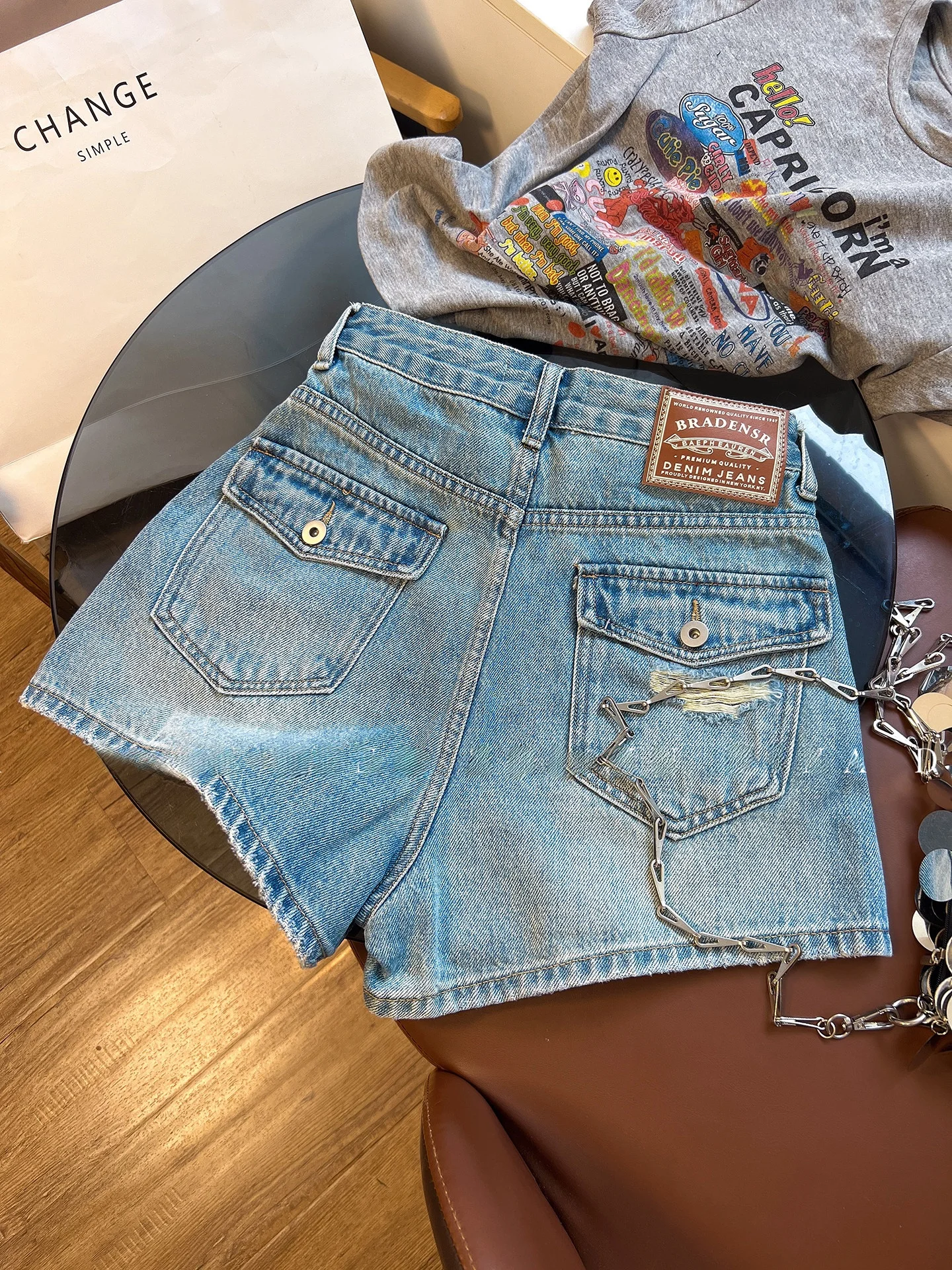 

High Waist Wide Leg Jeans Shorts Women's Summer New Loose European Version Hot Pants Retro Style A-Line Flared Trousers