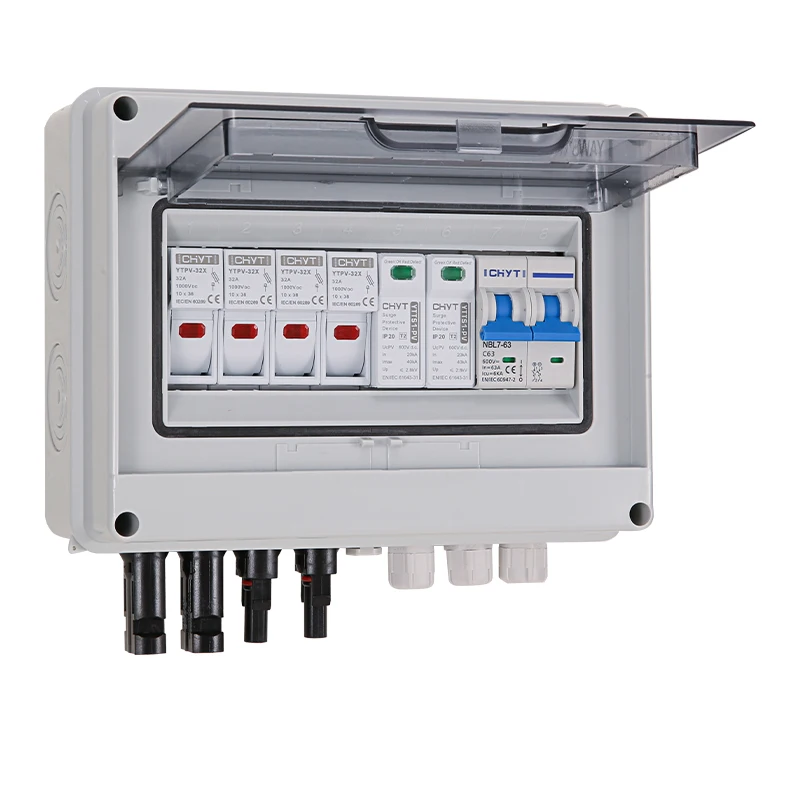 Solar photovoltaic PV Combiner Box 2 String With Lightning Protection 2 Input-1 Output  DC 600V Fuse MCB SPD Waterproof Box IP65