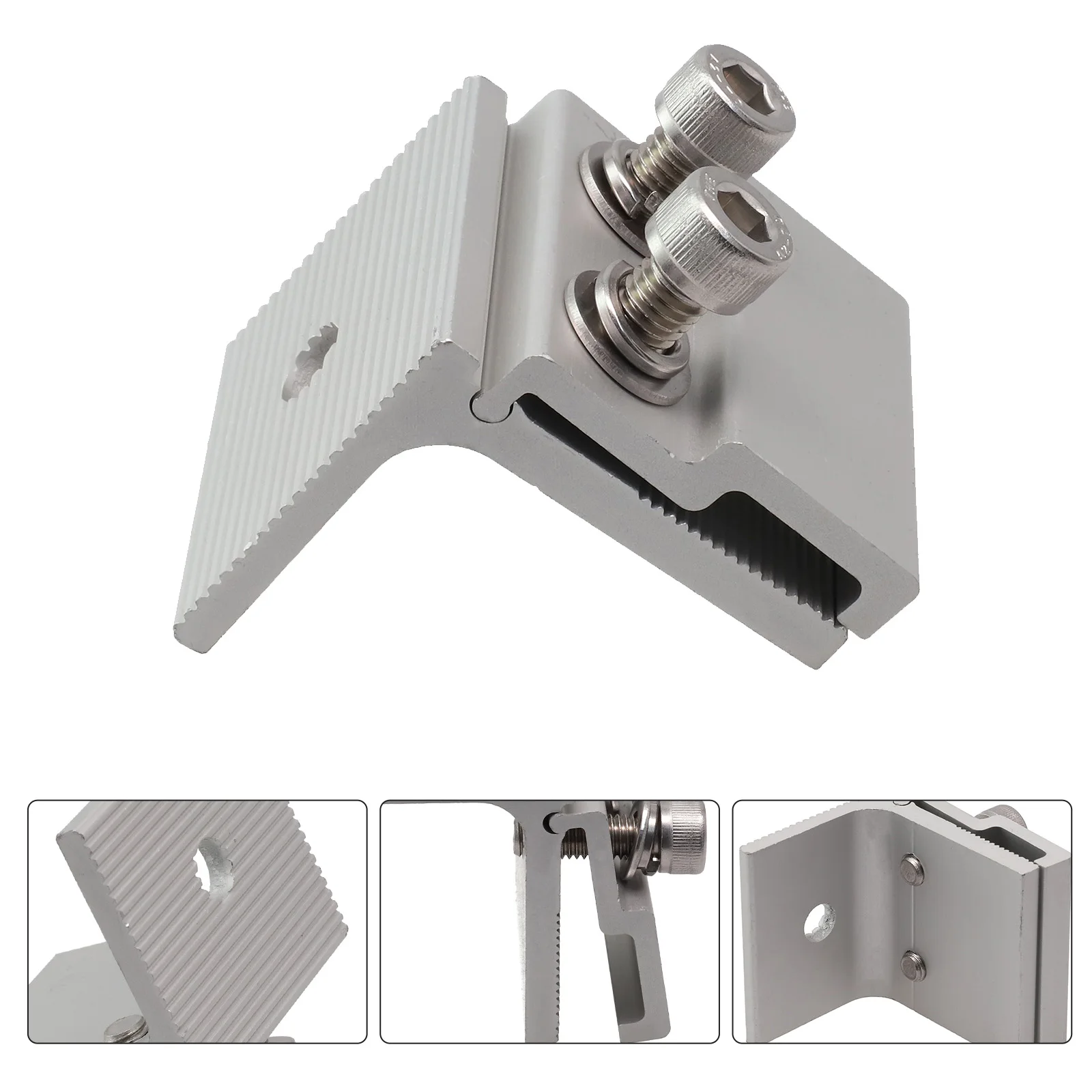 For Mounting Solar Pv Roof Seam Clamp Standing Seam Clamp Home Furnishing Decoration 1 4Pcs Sliver Color Aluminum Alloy