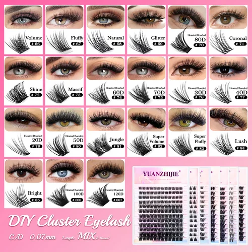 Imagen 2 del producto YUANZHIJIE DIY extensión de pestañas en racimo 12 líneas pestañas segmentadas de cola de milano paquete de encendedor Natural suministros de maquillaje envío gratuito