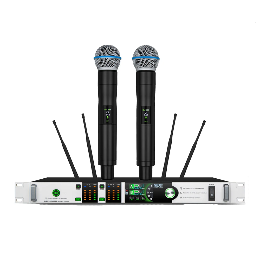 Dual-channel 200-meter Outdoor Singing Microphone, Wireless True Diversity Microphone PM-2000