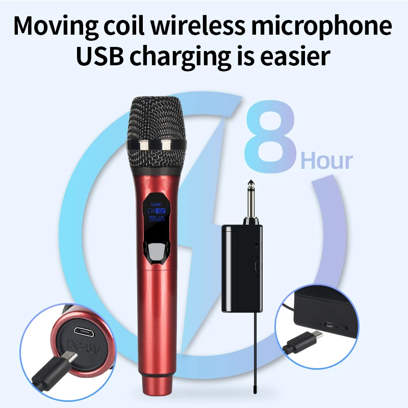 Wireless Microphone 2 Channels UHF Professional Handheld Mic Micro For Karaoke Meeting 50 Meters Sing Song KTV Singing