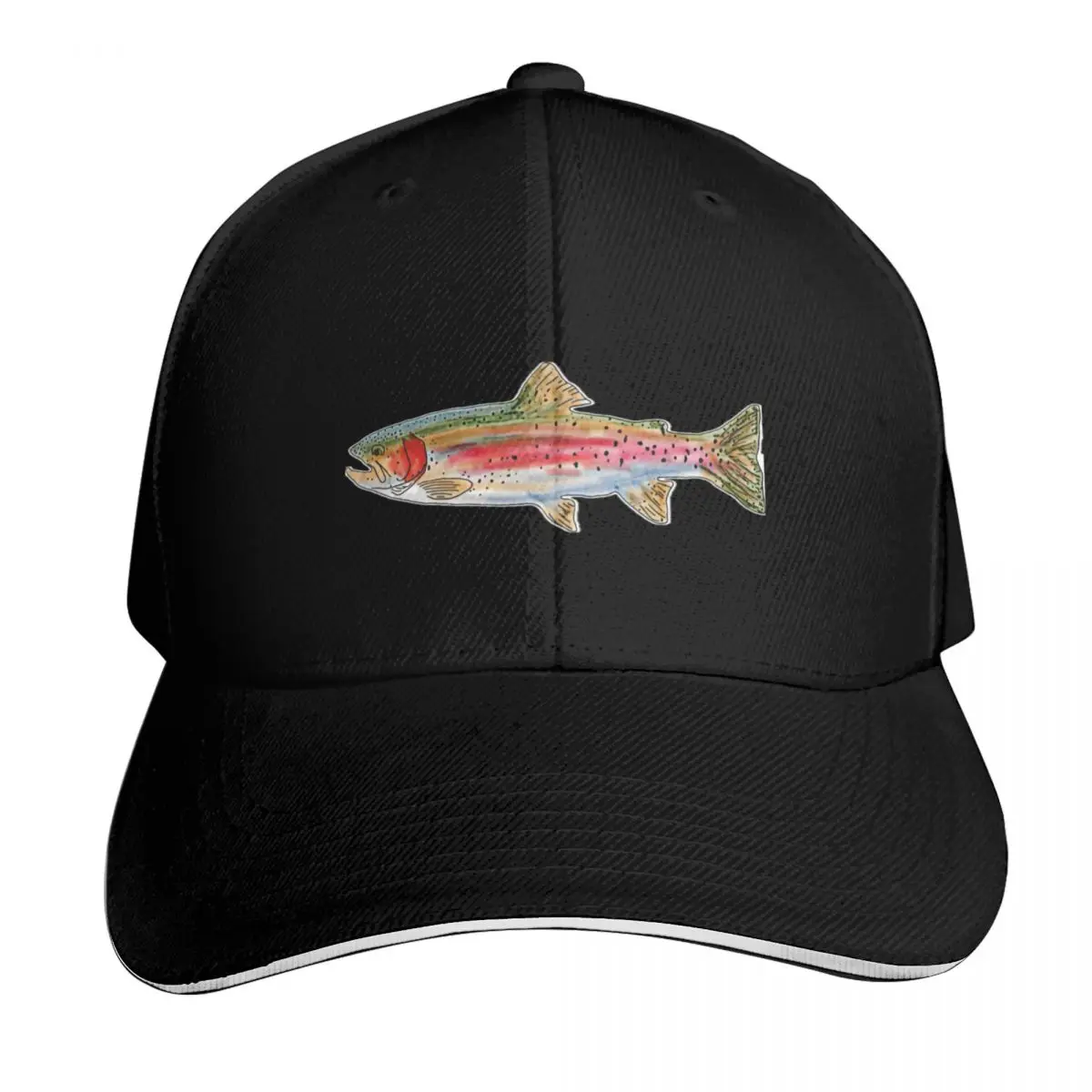 Rainbow Trout Baseball Cap Six Panel Structured Crown Sun Protection UPF 50+ Breathable Mesh Back