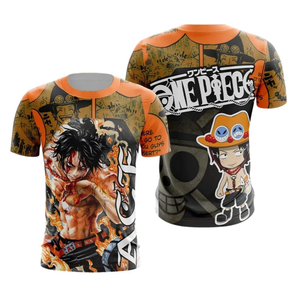 Children One Piece T-Shirt Luffy Battle Print Summer Casual Boys Clothes Girls Short Sleeve Men Jersey Play