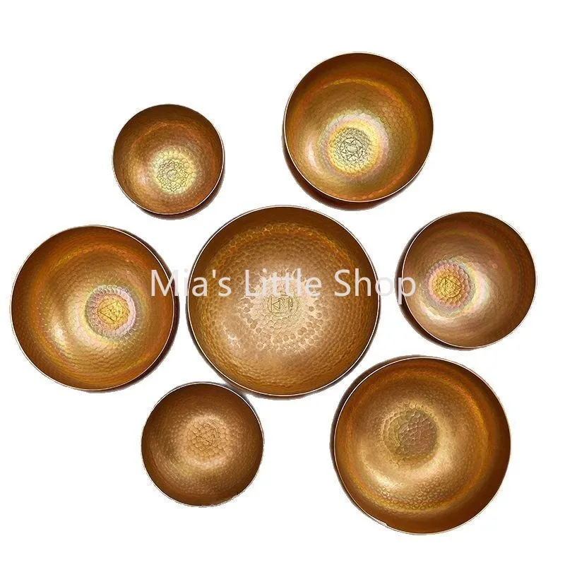 Handmade Nepal Singing Bowl Set Rainbow Copper Sound Bowl Tuned Chakra Meditation Healing Yoga Bowl