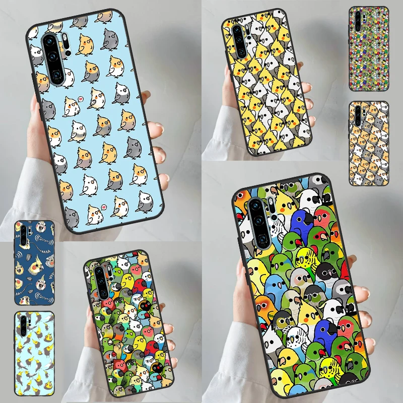 Cartoon Cockatiel Collage Case For Huawei Nova 11 11i 10 9 SE 8i 7i 3i Y60 Y61 Y70 Y90 Y91 P20 P40 Lite P30 Pro Cover