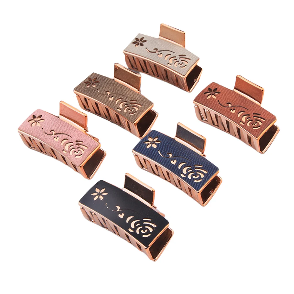 

6Pcs Carved Rectangular Hair Claw Clip Crystal Material Non-Damaging Hair Grip Perfect Women Casual Daily Hairstyle