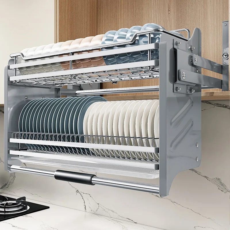 Drop Cabinet Pull Down Kitchen Shelves Hardware up Down Lift Basket Pull Down Plate Rack