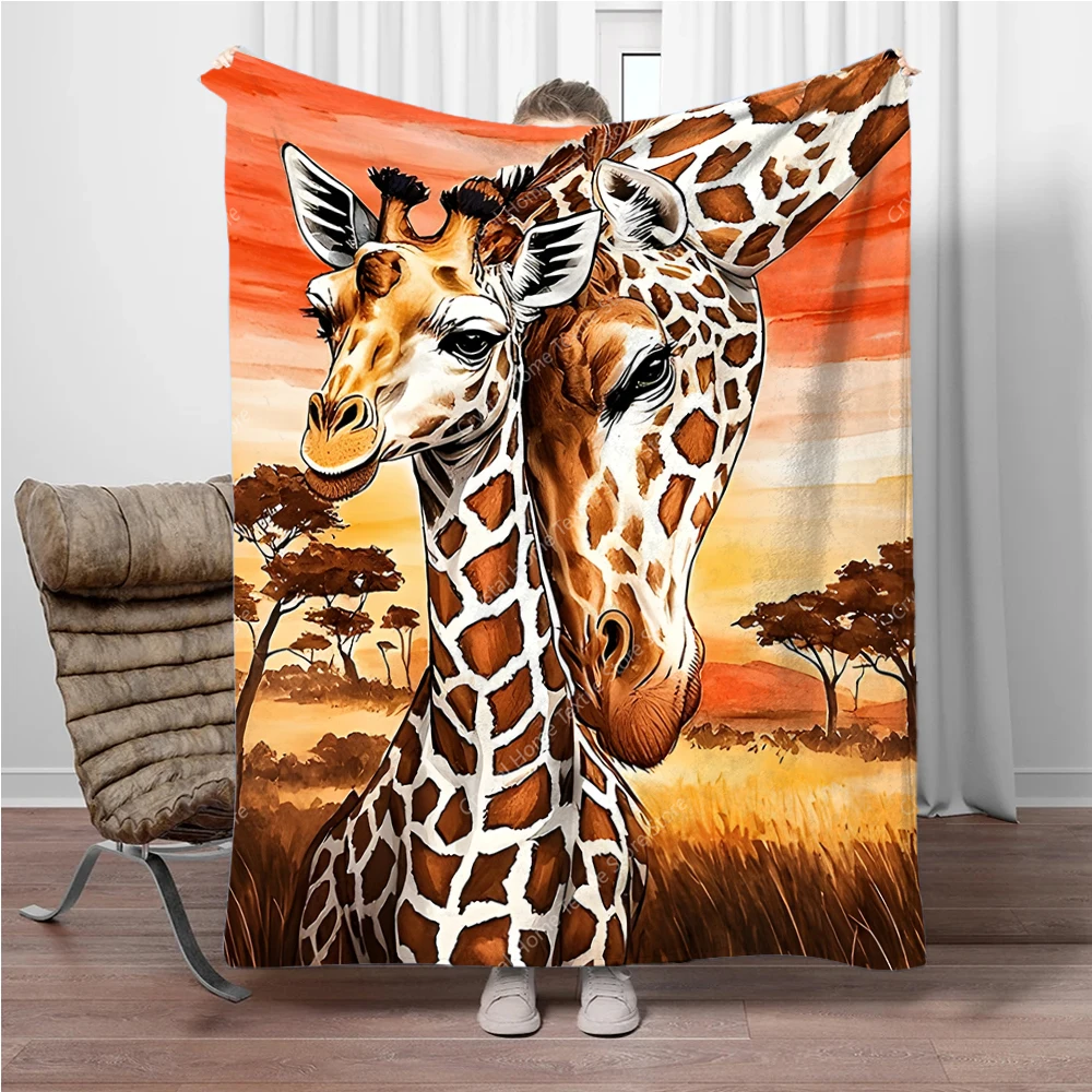 Giraffe Paint Pattern Soft Flannel Blankets,Keep Warm Throw Blanket Comfortable Blanket for Picnic Beds Sofa Home Bedroom Kids