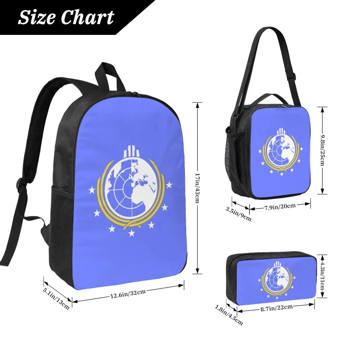 Into Hell Liberty Diving Earth For Super Backpack BookBag School Bag Laptop Shoulder Bags 3ps Insulated Lunch Bag Pencil Case