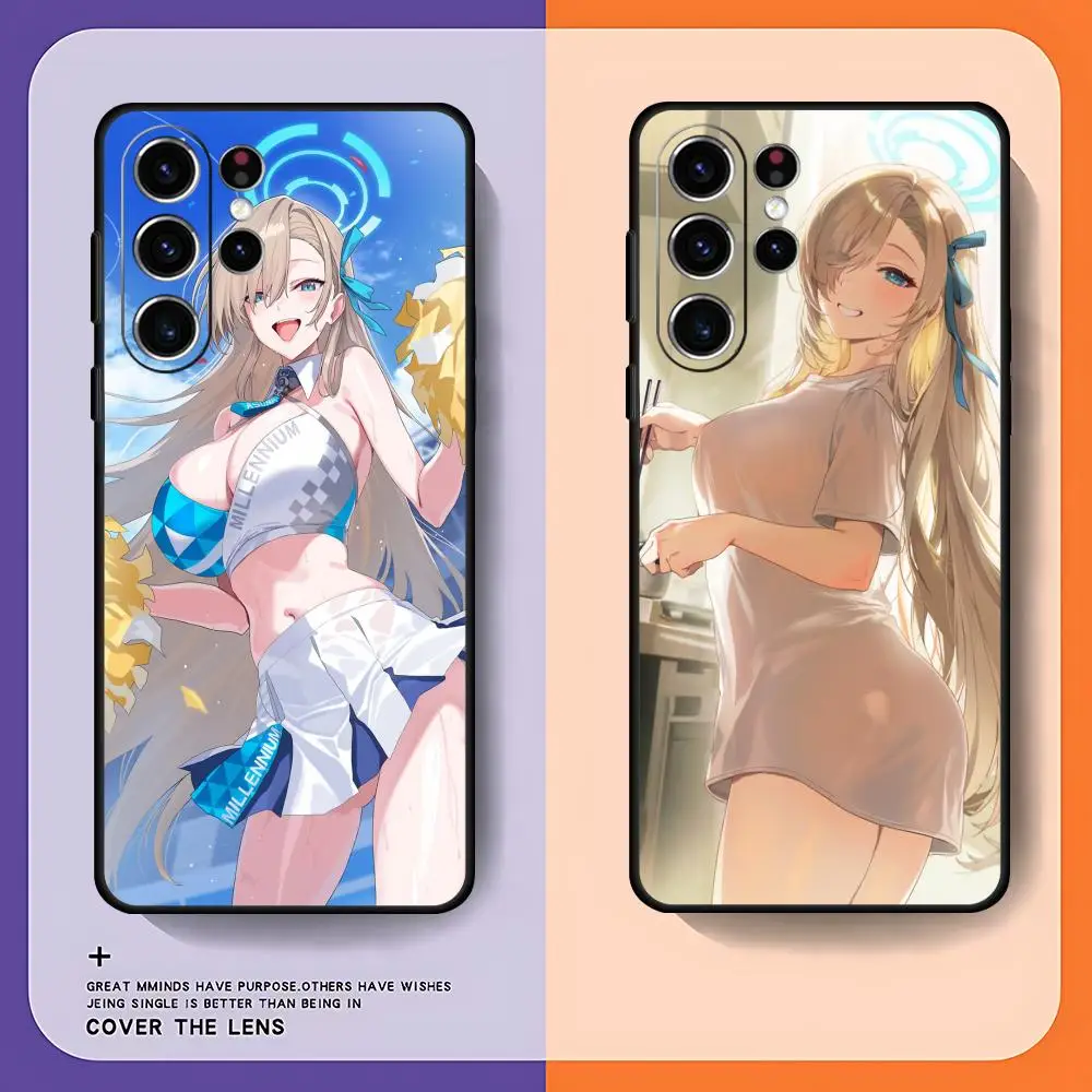Blue Archive Asuna Phone Case For Samsung Galaxy S26 S25 S24 S23 S22 S21 S20 Plus Ultra Limited Soft Black