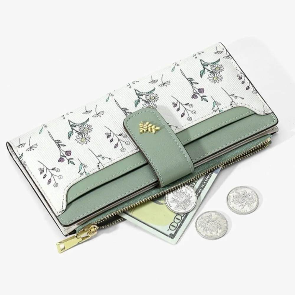 

Fashion Large Capacity Long Wallet Multi-Functional Flower Card Bag Zipper Coin Purse Women