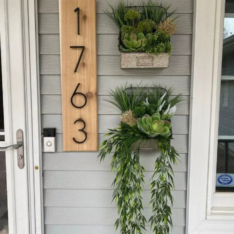 أرقام باب من سبائك الزنك 0-9 حرف A B عنوان فاخر أرقام منزل كبير لافتات عائمة حديثة أرقام خارجية علامة صندوق بريد #3