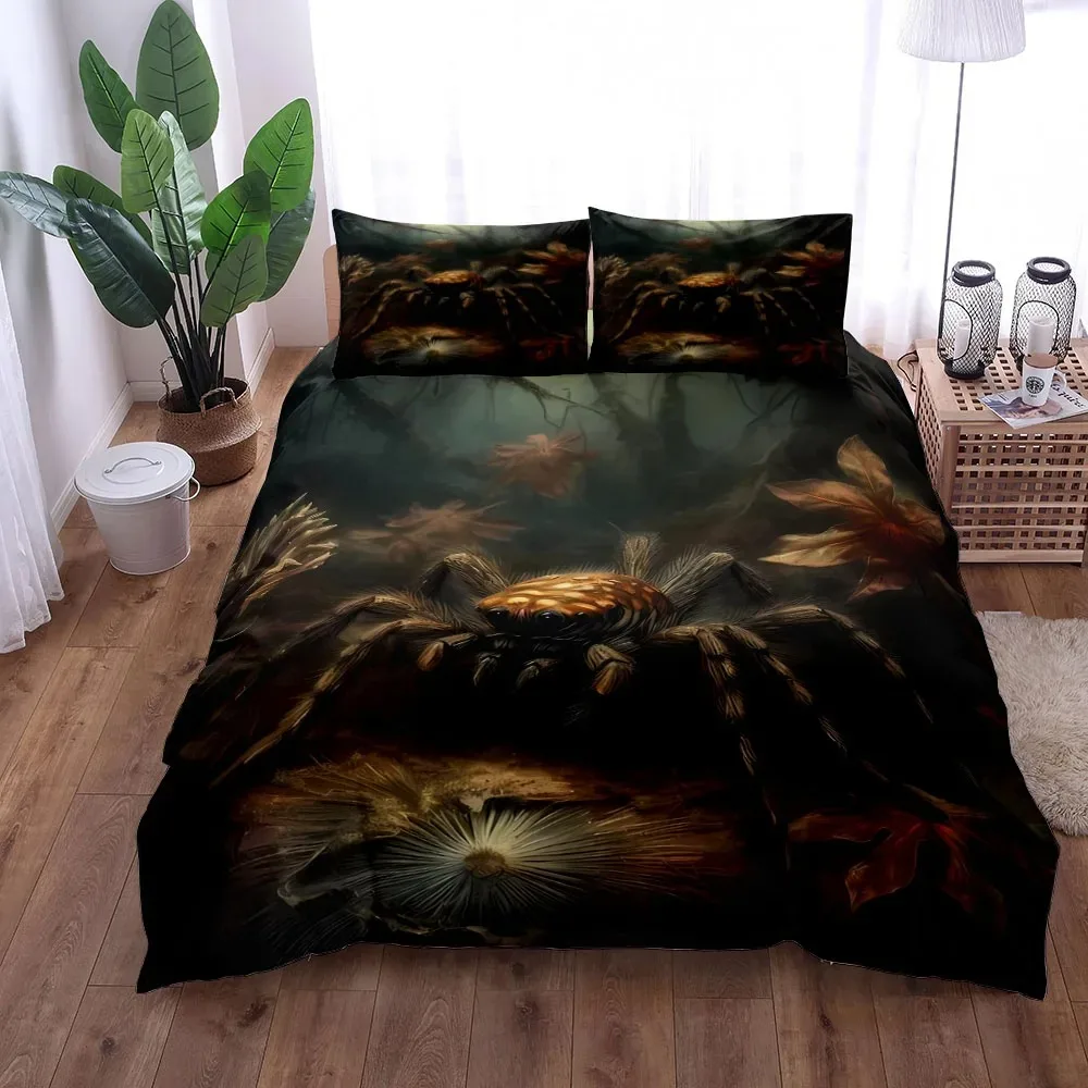 Brown Big Spider Duvet Cover Set King Queen Double Full Twin Single Size Duvet Cover Pillow Case Bed Linen Set