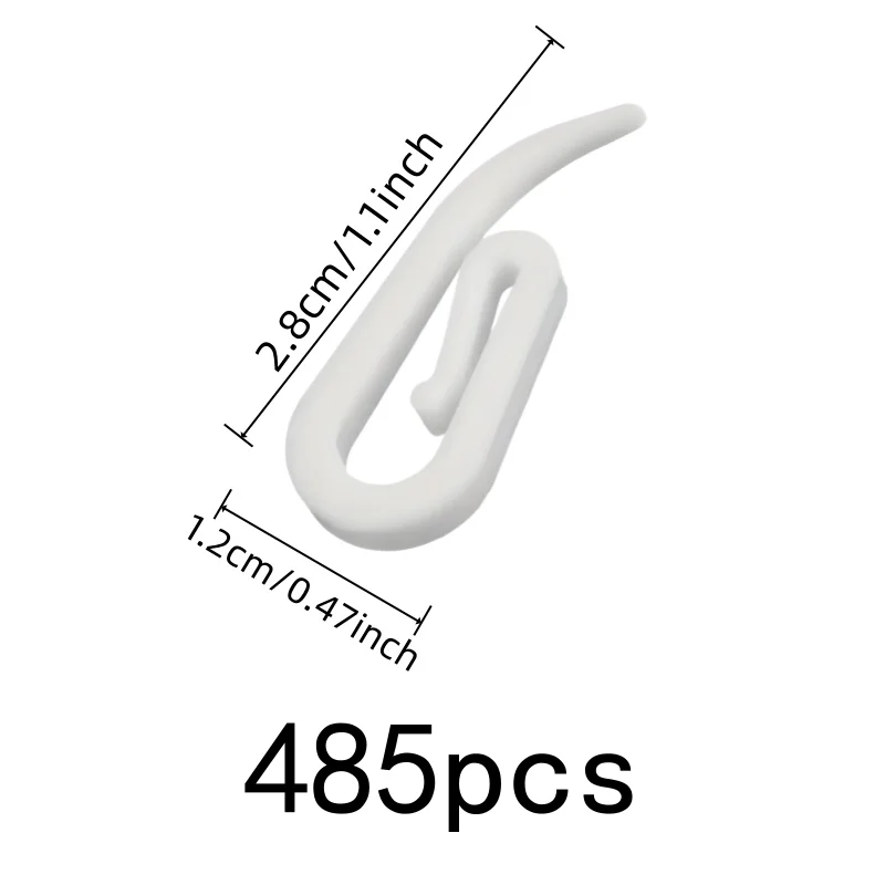 485 pcs Drapery Pin Hooks, Smooth Sliding Design and Durable Plastic Material, ideal for Bedroom Drapery