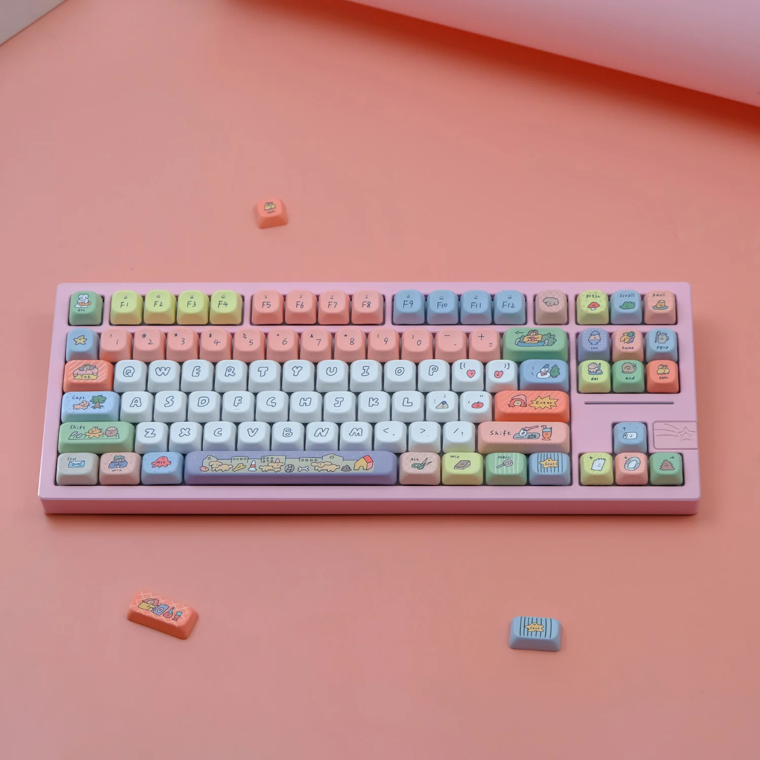 146 Keys/Set Cute Smiley Face Keycaps XDA Profile PBT Anime Game Keycaps for DIY MX Switches Minimalism Mechanical Keyboard Caps