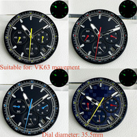 2025 new model 35.5mm dial compatible with VK63 movement with luminous multi-functional watch repair parts