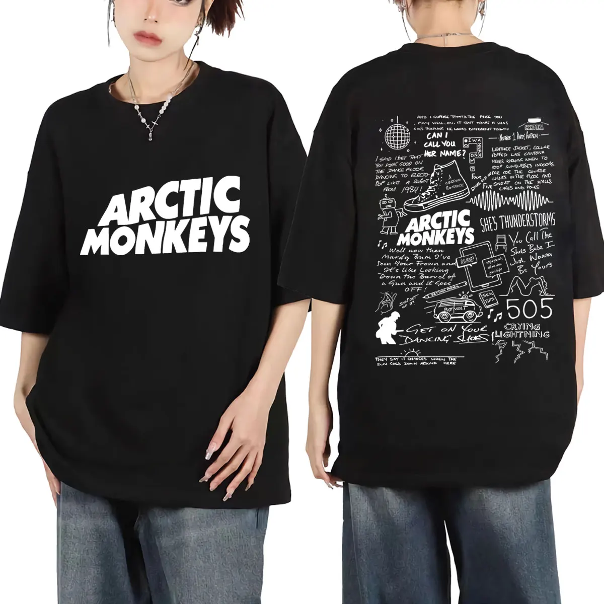 

Arctic Monkeys Lyrics Limited Design Graphic T Shirts Men's Women Fashion Rock Oversized T-shirt Harajuku Hip Hop Trend T-shirts