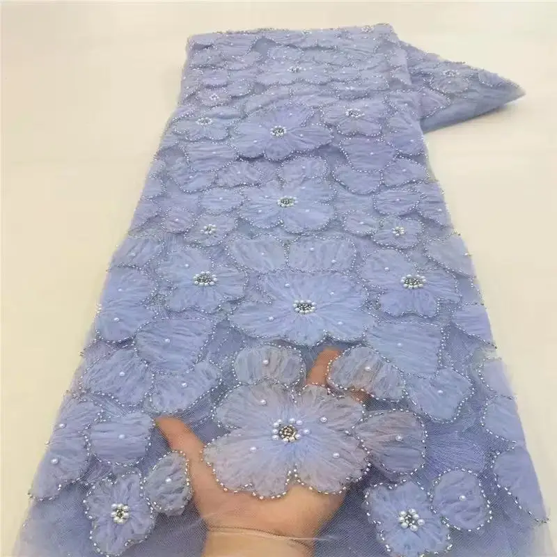 

Роскошная африканская французская кружевная ткань с вышивкой пайетками и сеткой, 2026 год, для пошива платьев