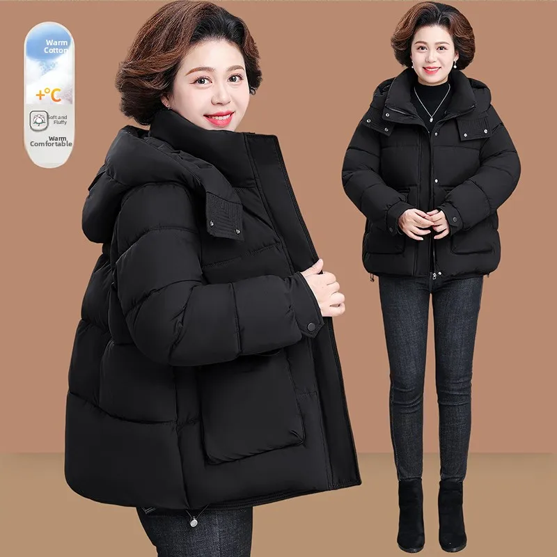 

Warm Faionable Winter Jaet for Mommy over 50 down Cotton Coat Medium Length plus Size Women's Clothing Autumn Winter