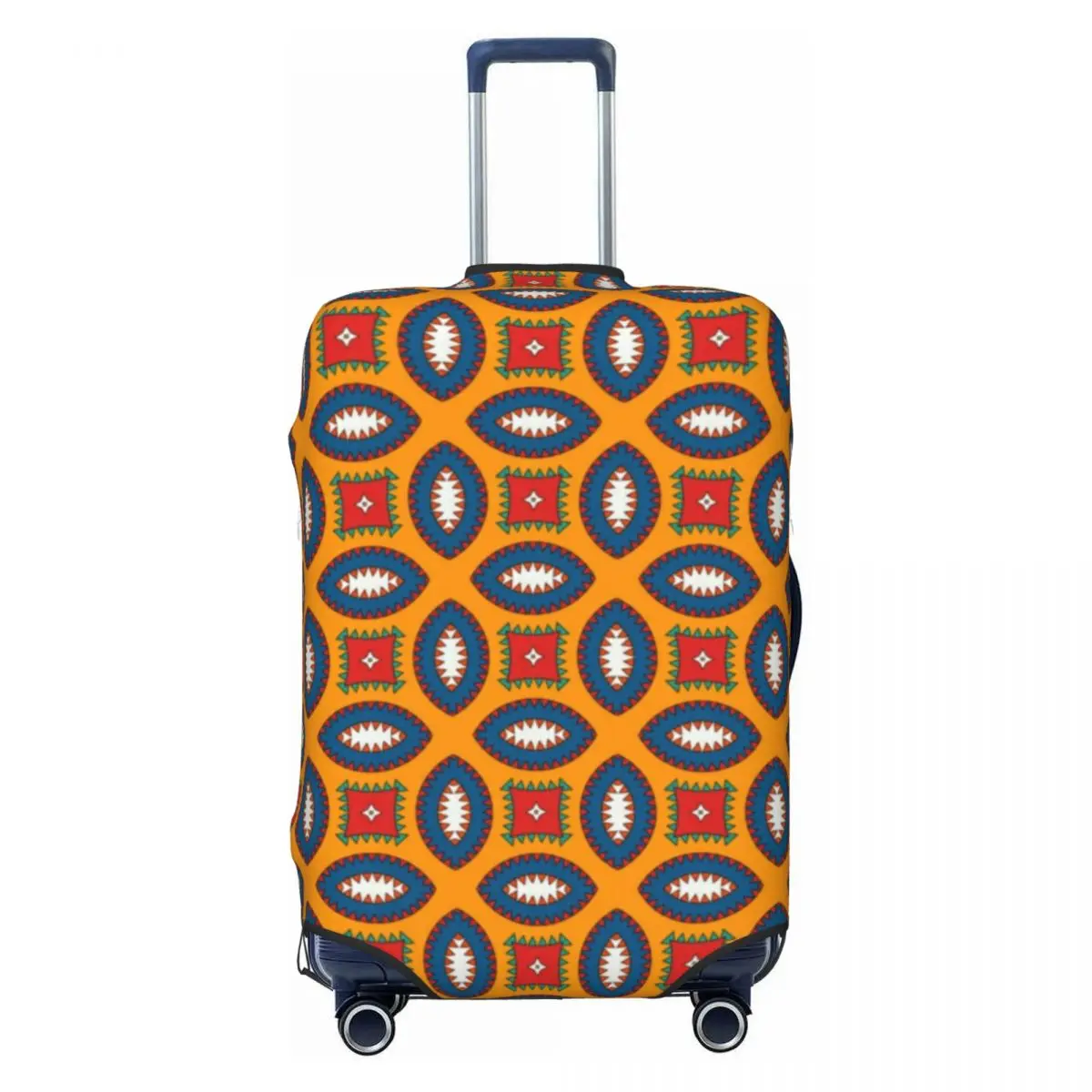 

Custom Colorful African Ankara Pattern Luggage Cover Protector Dust Proof Geometric Travel Suitcase Covers