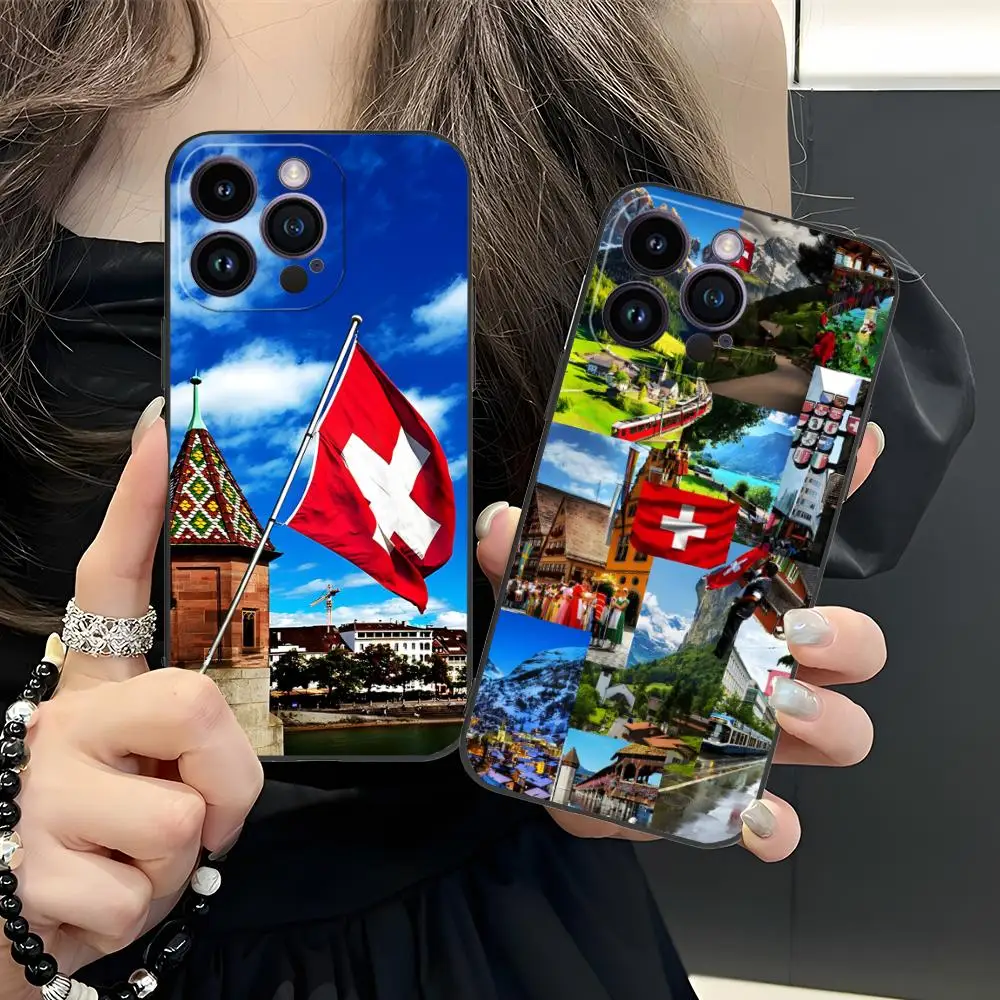

Чехол для телефона с флагом Швейцарии для iPhone 17 16 15 14 13 12 11 X XR XS 8 7 Air Pro Max Plus Mini, цветной, роскошный чехол