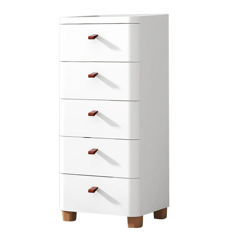 5 Layer Simple Drawer Storage Cabinet Living Room Toys Splinted Cabinet Frosted Plastic Wood Top Cabinet Bedroom Nightstand