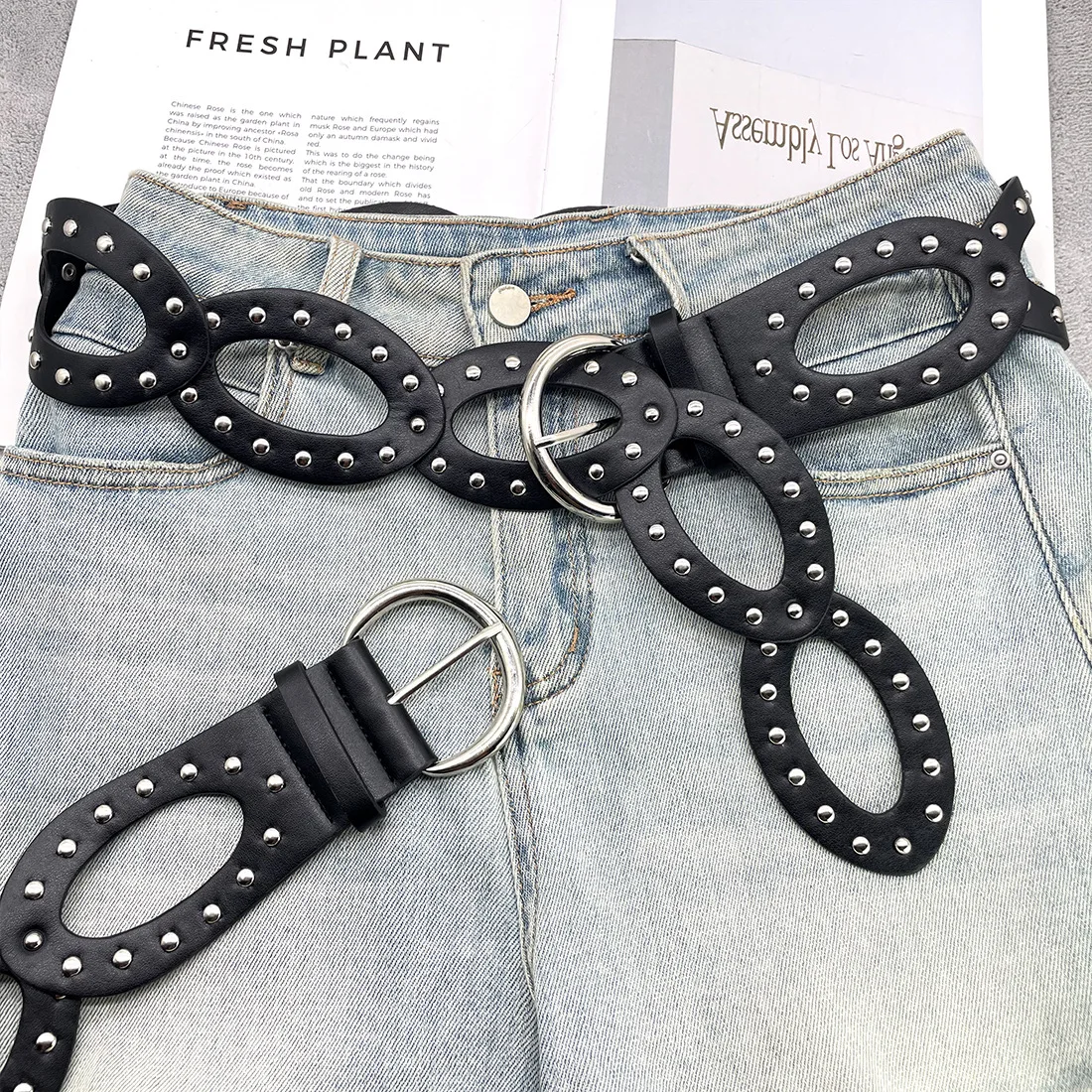 Женский пояс с заклепками, модный корейский стиль, универсальные джинсы, декоративный кожаный ремень, модный аксессуар для похудения