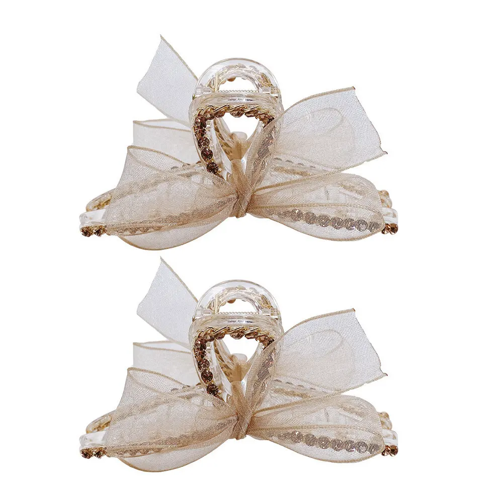 2Pcs Bow Hair Claw Clamp Zinc Alloy Hair Jaw Clips Elegant Hairpin Accessories for Makeup Cooking Bath Zinc Alloy Hairpins
