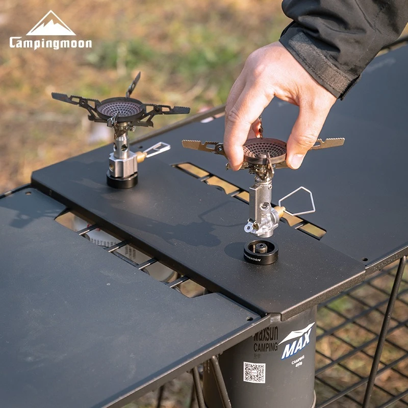 

CAMPINGMOON BKZ06 Кемпинг Черный Новый дизайн Стильный барбекю Открытый стол для пикника Металлический индивидуальный логотип IGT Столешница для газовой банки