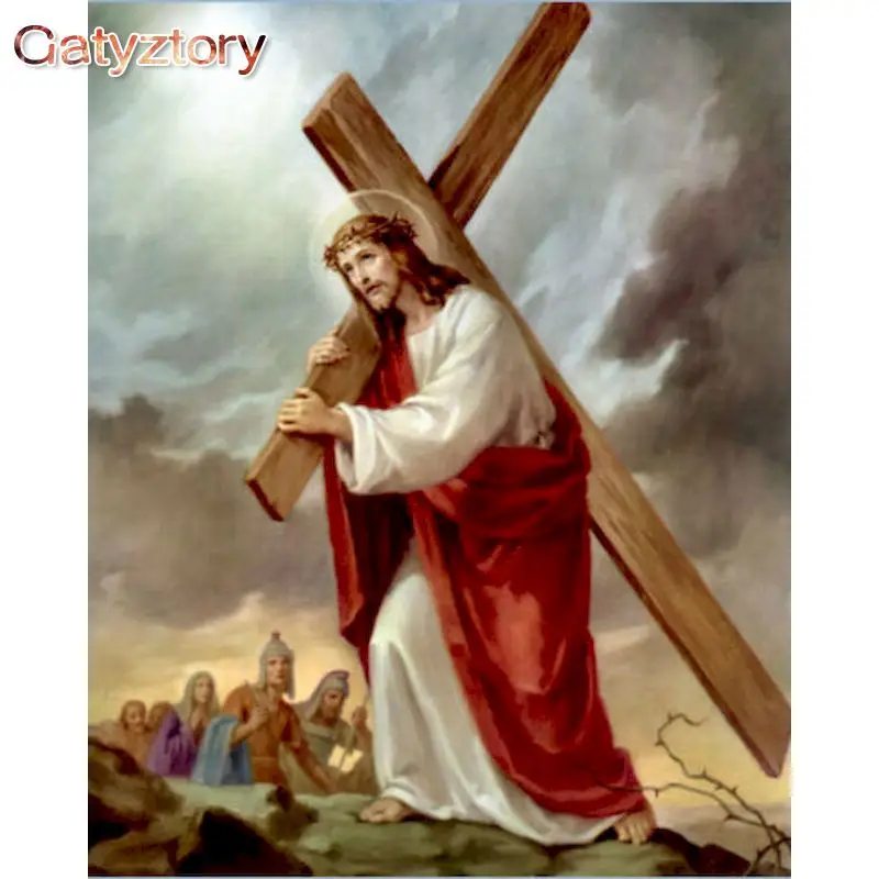 

GATYZTORY Frame Jesus Picture Painting By Numbers For Adults Painting Calligraphy Home Decoration Modern Coloring By Numbers