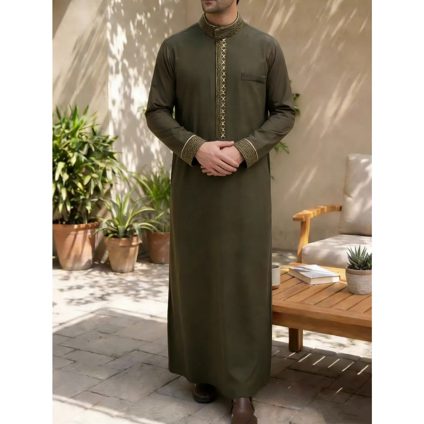 Middle Eastern Arab Ethnic Robe, Muslim Traditional Men's Robe, Casual Festival Worship, Islamic Men's Clothing