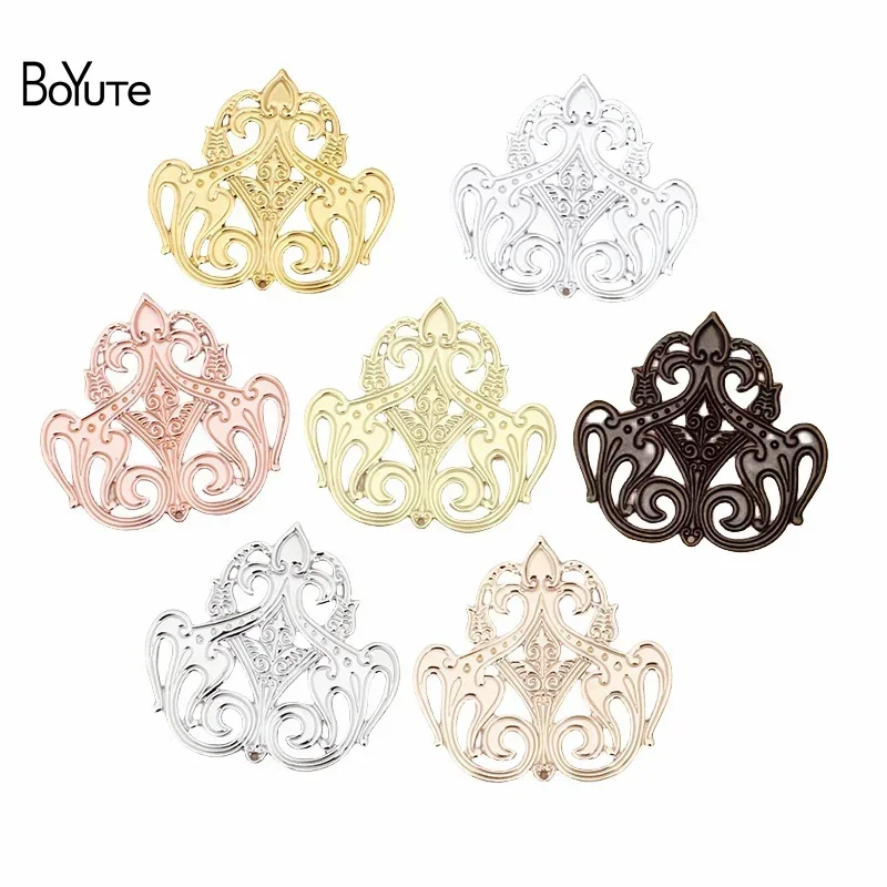 BoYuTe (20 Pieces/Lot) 44*48MM Stamping European Flower Plate Brass Material DIY Jewelry Accessories