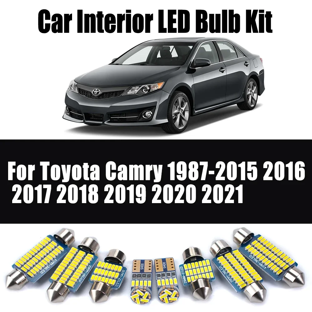 For Toyota Camry 1987-2015 2016 2017 2018 2019 2020 2021 LED Interior Dome Map Number Plate Light Courtesy Car Ceiling Bulbs Kit