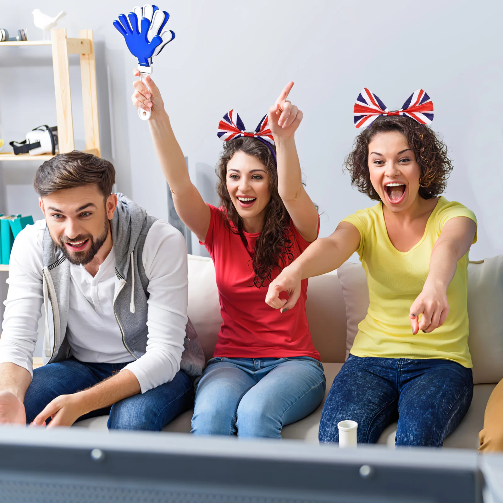 

2Pcs Ball Fans Headband England Flag Bowknot Hair Loop Satin Hair Accessories for Women Girls Teens Birthday Party Christmas