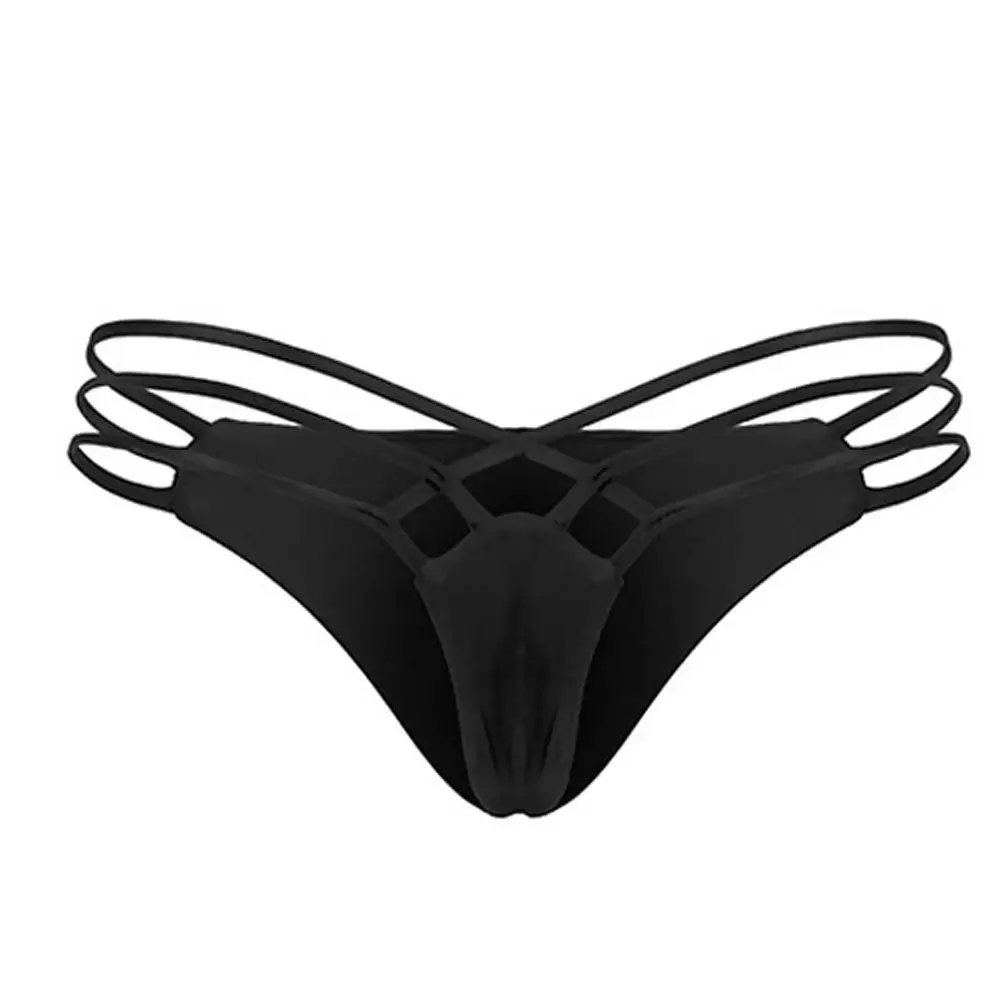 Sexy Strappy Bikini Thong Swim Bottom Briefs Black Size L Elastic Breathable Beach Swimwear Panties Women Briefs