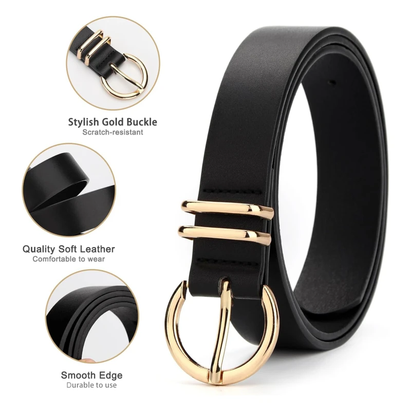 Women's Belt Trend Round Buckle Belt Simple And Versatile Youth Belt Pu Leather Belt Paired With Jeans Skirt Women Belt