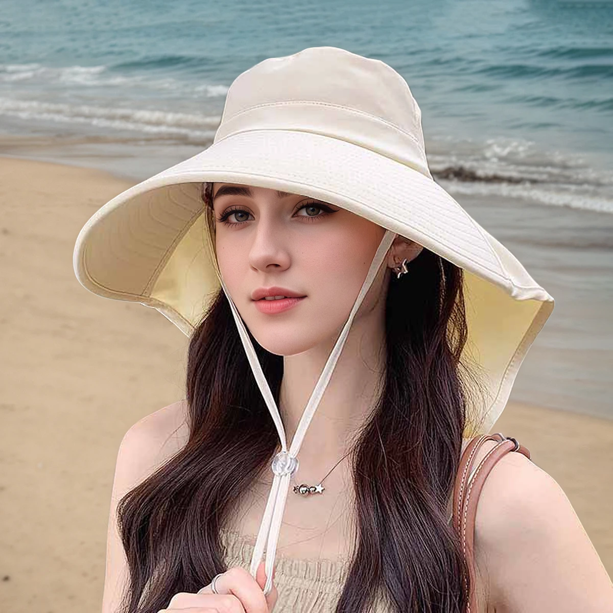 Shawl Sunscreen Cap Ponytail Travel Fisherman Hat Wide Brim Sun with Neck Flap Outdoor Protection Visors