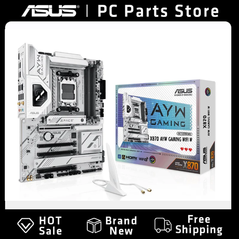 اللوحة الأم ASUS X870 AYW GAMING WIFI W تدعم وحدة المعالجة المركزية 9900X3D/9950X3D/9800X3D (AMD X870/socket AM5)