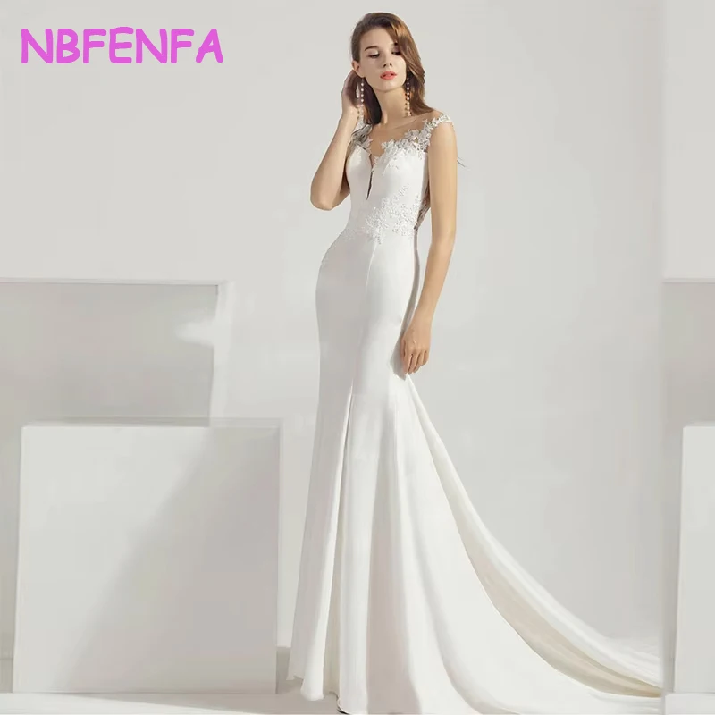 French Luxury Satin Wedding Trailing  Maxi Dresses for Bride Mermaid Backless Long Prom Evening Guest Cocktail Women Dress