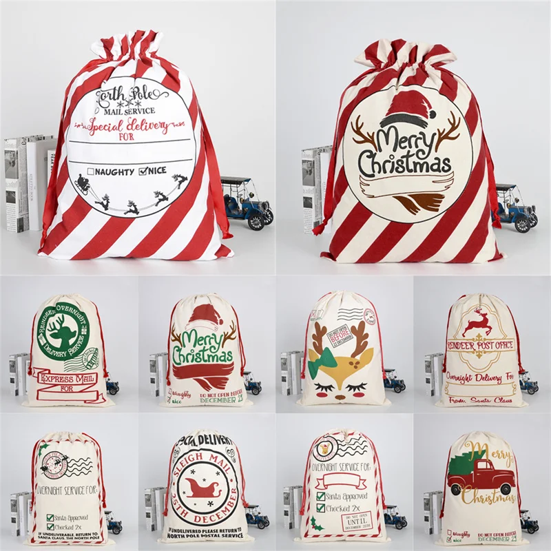 11 colori natale grandi calze di natale borse sacchi Hessian Santa regalo sacco decorazione borsa Candy Present Storage borsa con coulisse