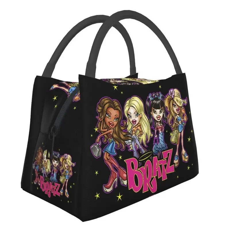 

Bratz Rock Angelz Insulated Lunch Tote Bag for Women Anime Animation Resuable Thermal Cooler Food Box Work Travel