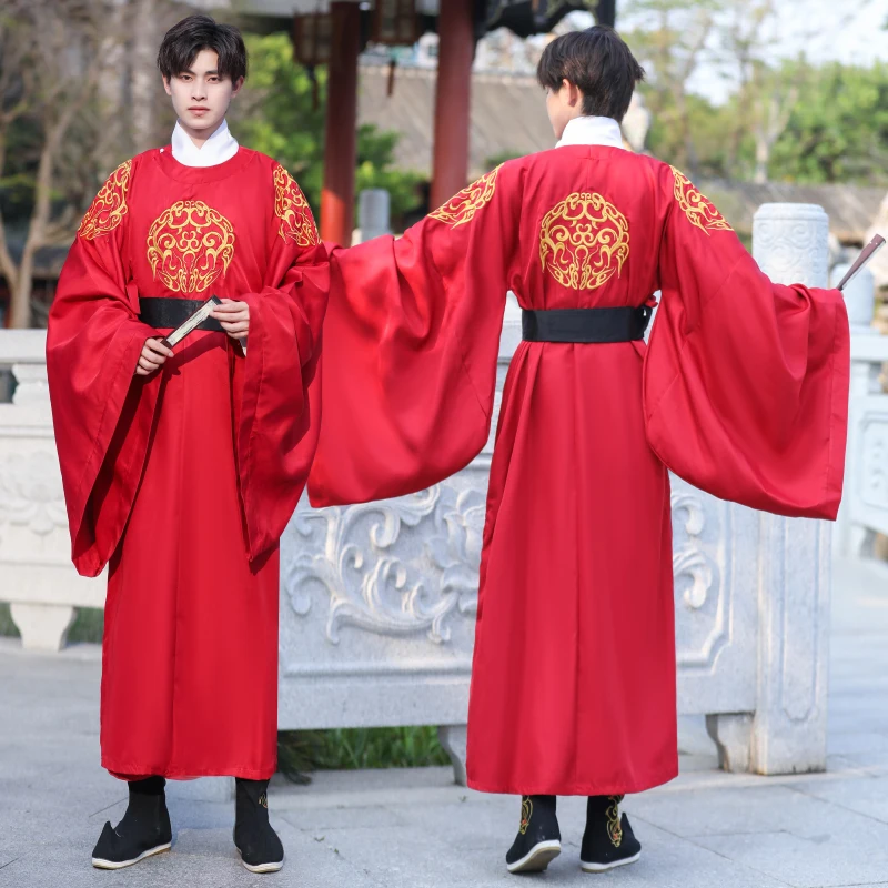 

Ele round Ne Hanfu Men's Clothing Tang Dynas Official orm Long Robe Attractive Scholar Sle Travel Wear Polyester